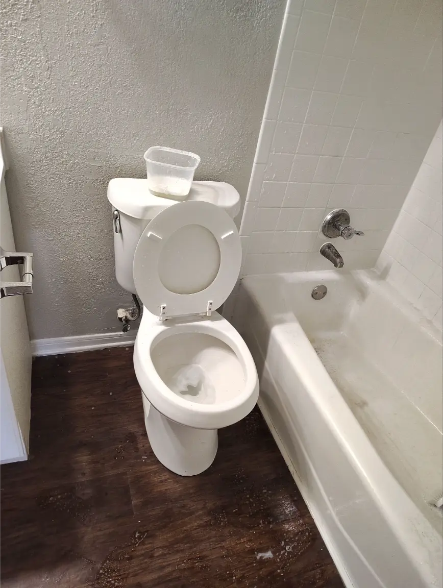 Disinfected restroom toilet bowl cleaned by Mid City Commercial Cleaning in Huntsville, AL