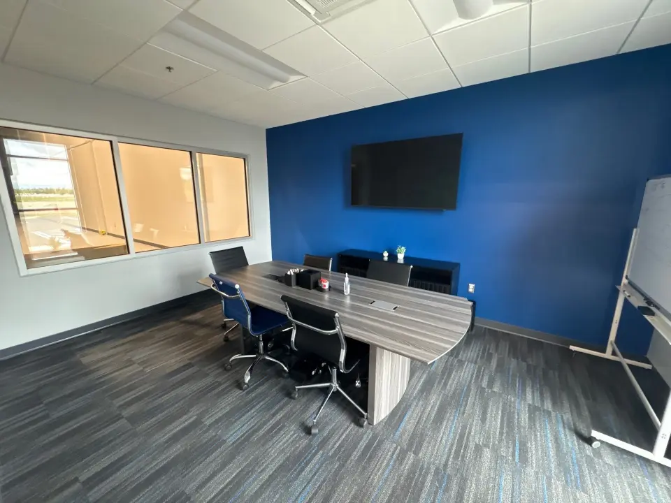 Conference room sanitized during janitorial service by Mid City Commercial Cleaning in Huntsville, AL