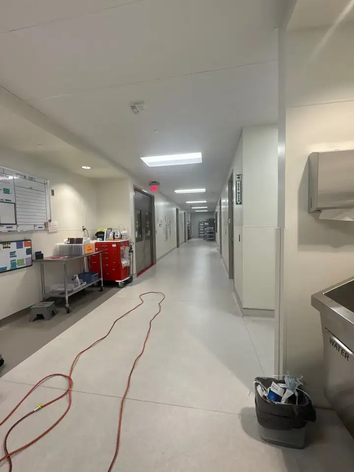 Hospital hallway floor cleaning prioritizing sanitation in Huntsville, AL