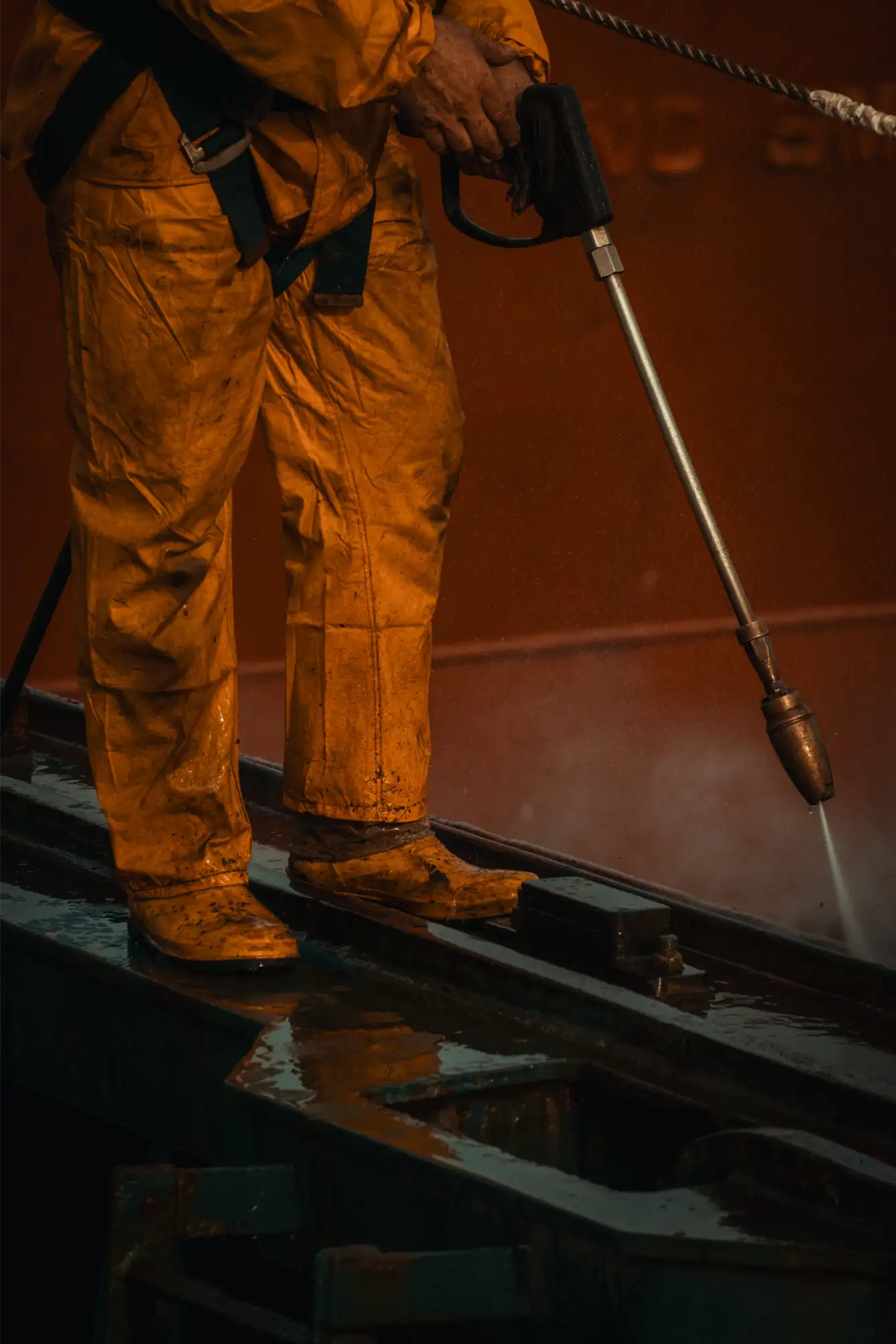 Industrial commercial pressure washing of a business exterior in Huntsville, AL