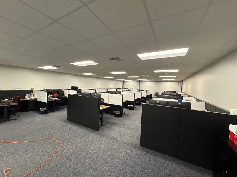 Office cubicles disinfected during janitorial service by Mid City Commercial Cleaning in Huntsville, AL
