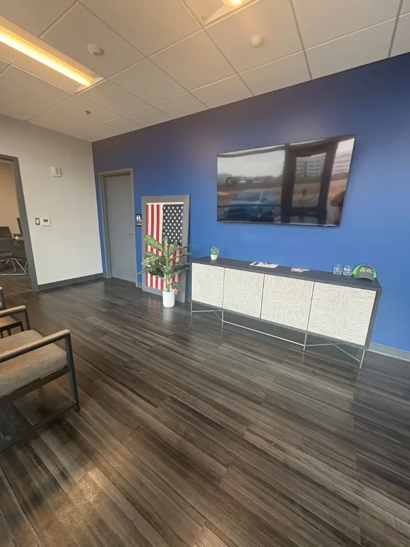 Daytime office lobby cleaning and tiled floor maintenance for Huntsville businesses
