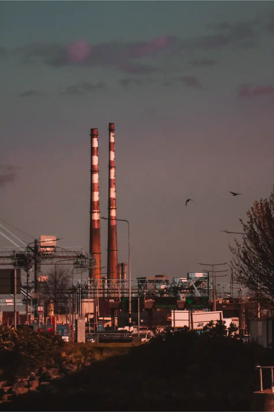 Industrial complex viewed from a distance in North Alabama serviced by Mid City Commercial Cleaning