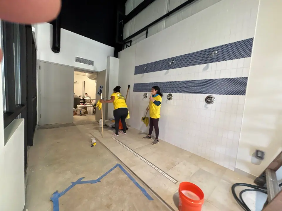 Janitorial deep cleaning for pool locker rooms and shower facilities