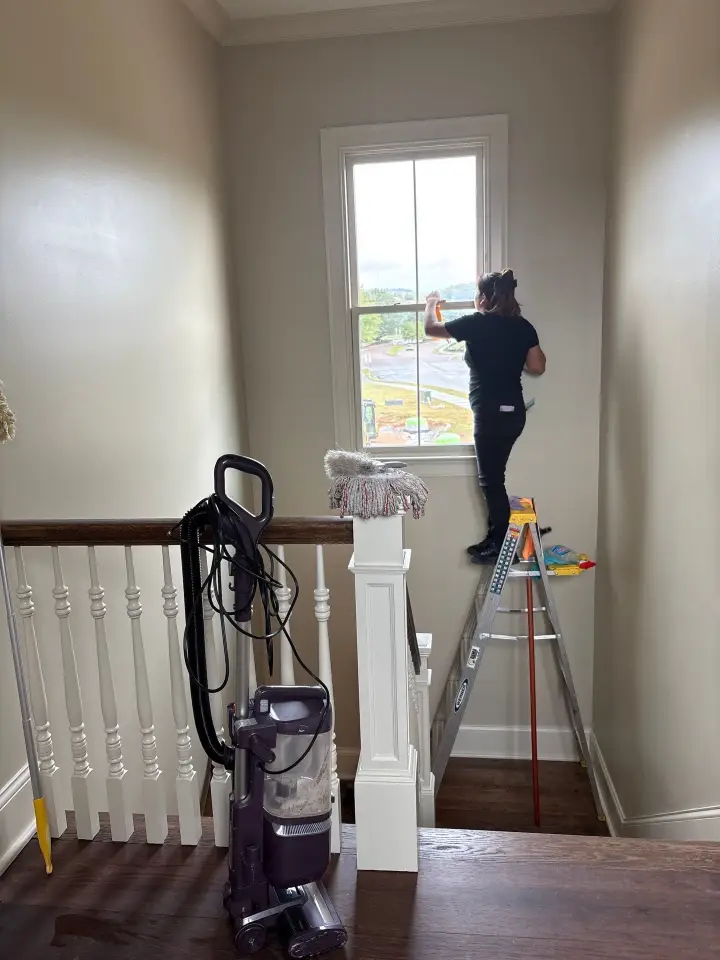 Vacuumed carpet staircase in a multi-unit building turnover Huntsville