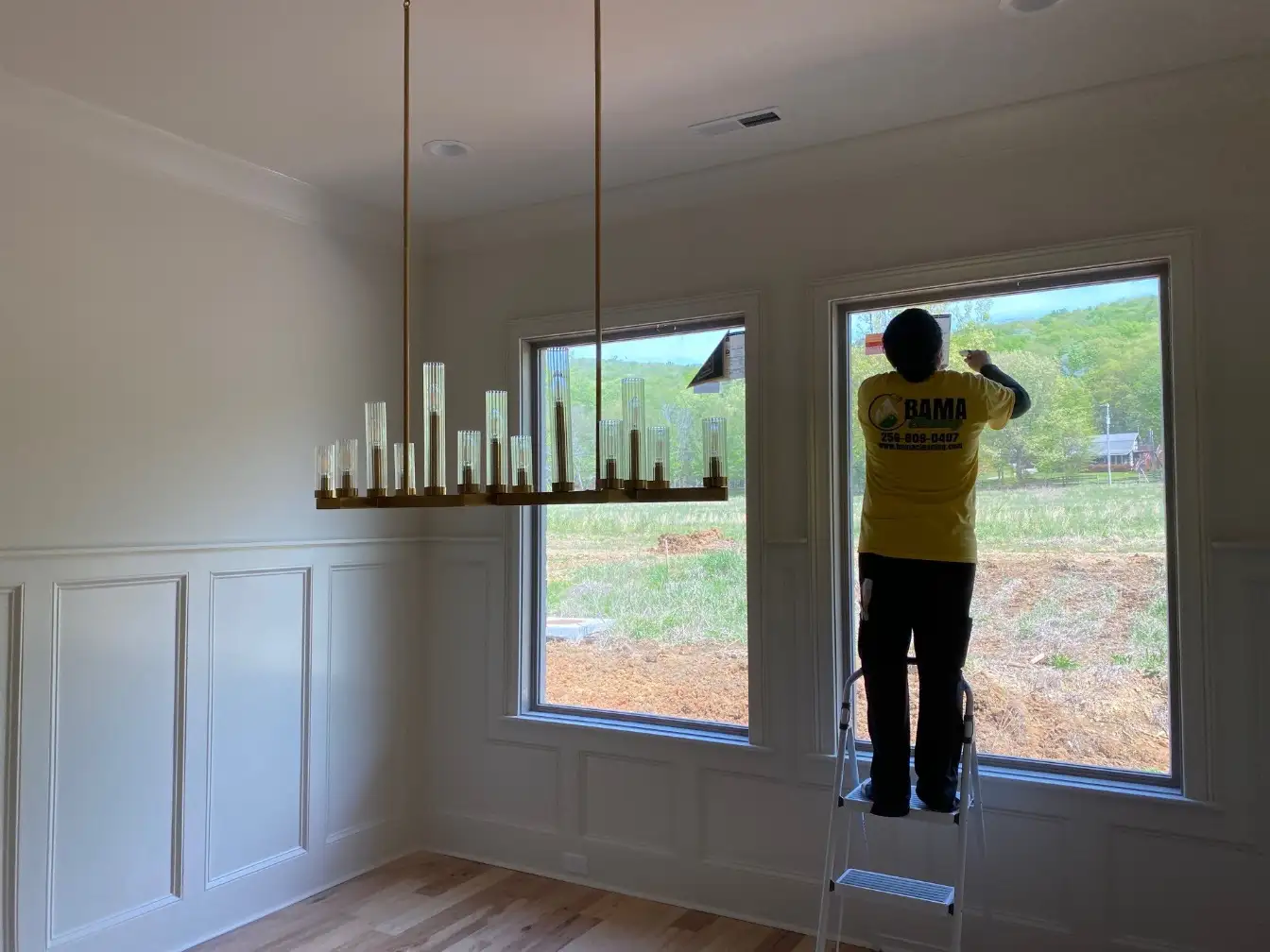 Spotless streak-free commercial window after professional cleaning in Huntsville, AL