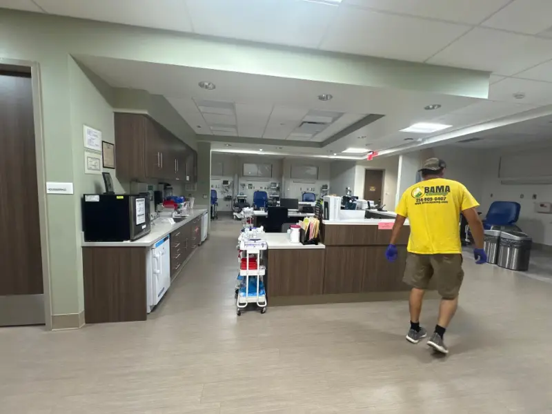 Clean infusion center nurses' desk in a Huntsville, AL hospital