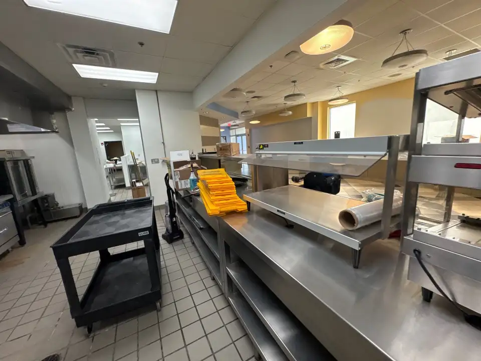 Sanitized restaurant kitchen prep area in a Huntsville, AL food-service kitchen