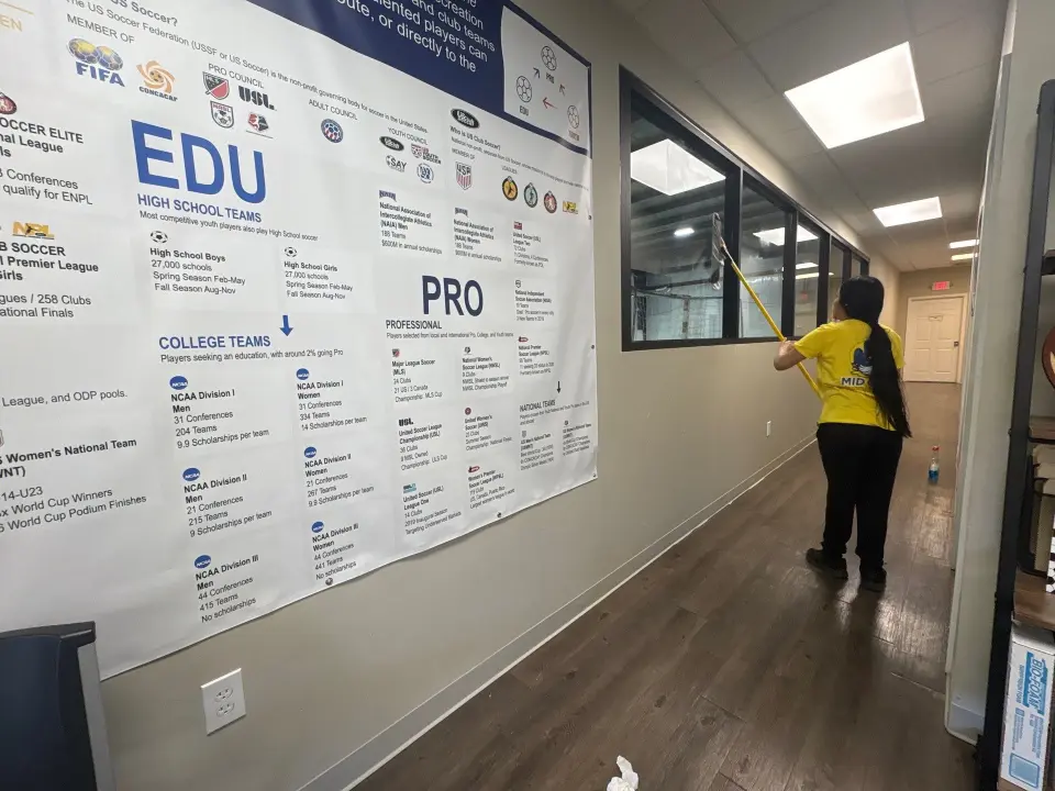 School hallway janitorial cleaning keeping Decatur, AL campuses safe